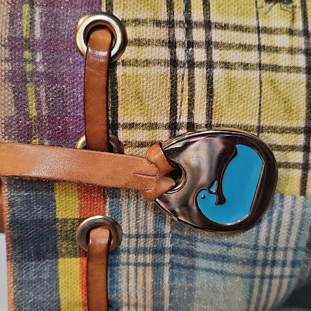 Dooney & Bourke Madras Plaid Picnic Ants Bucket Bag EUC - Picture 2 of 14